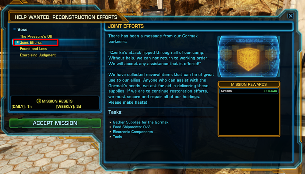 Joint Efforts SWTOR Mission Quest